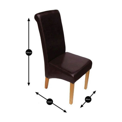 London Dining Chair Wood & Faux Leather Dark Brown