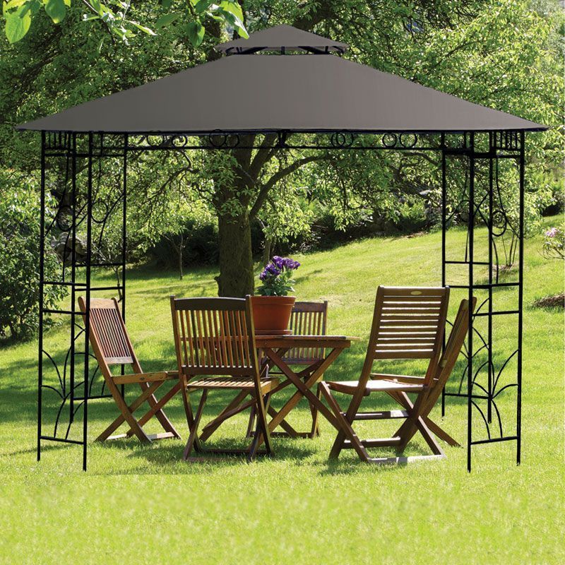 Merion Garden Gazebo by Croft with a 3 x 3M Charcoal Canopy - Croft Home & Garden