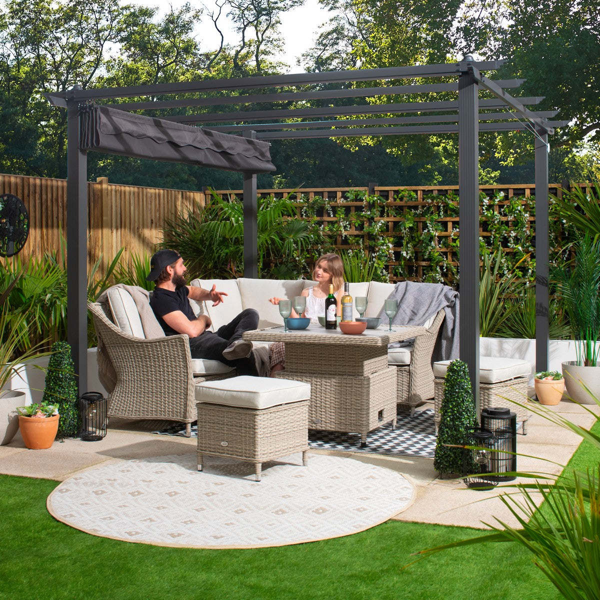 Premium Garden Gazebo 3x3m with a Charcoal Canopy + FREE Gazebo Cover Cream