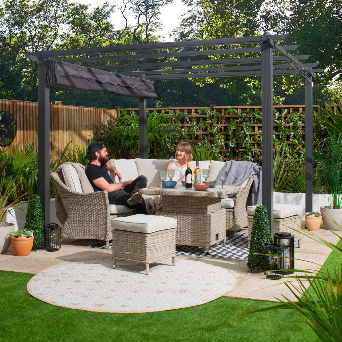 Premium Garden Gazebo 3x3m with a Charcoal Canopy + FREE Gazebo Cover Cream