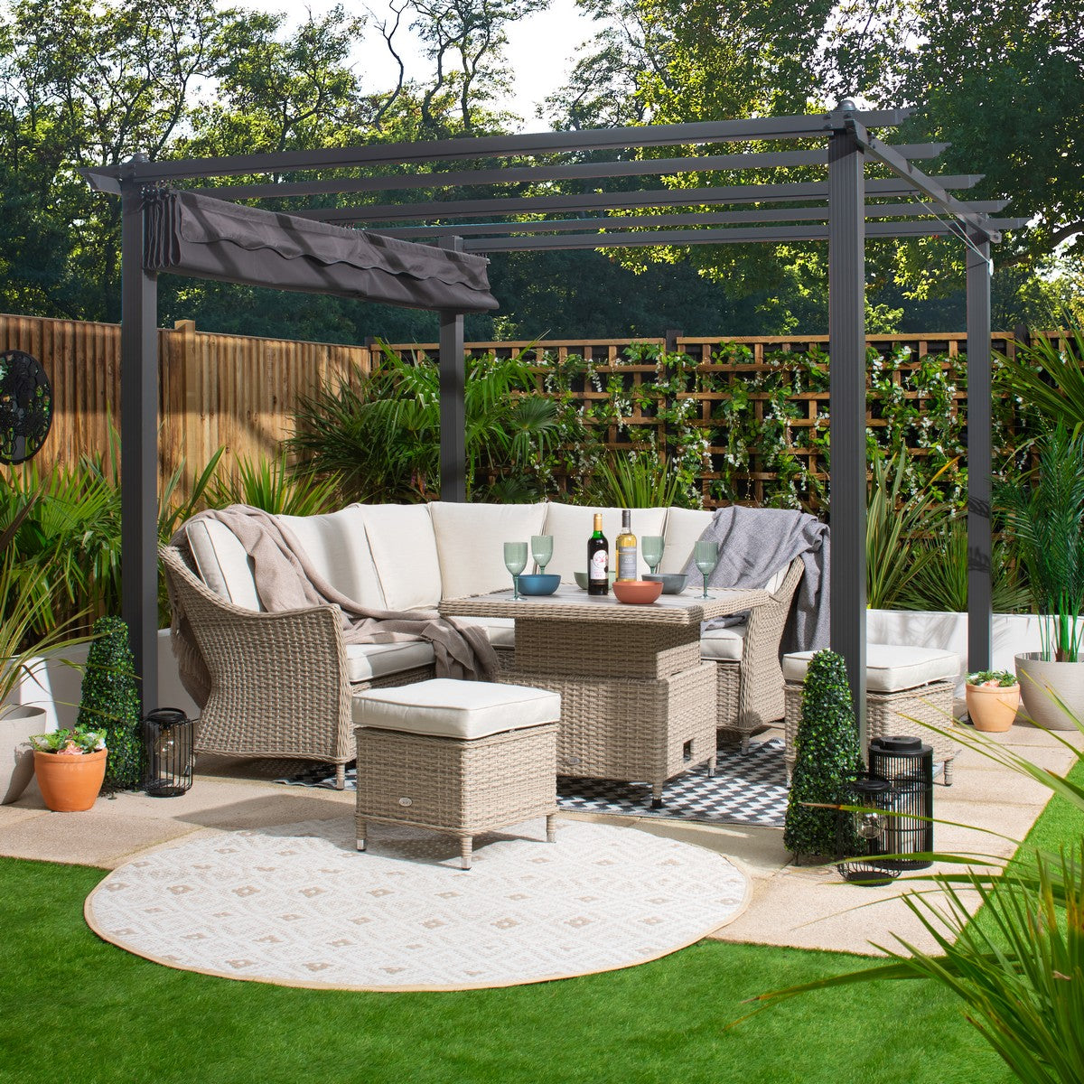 Premium Garden Gazebo 3x3m with a Charcoal Canopy + FREE Gazebo Cover Cream