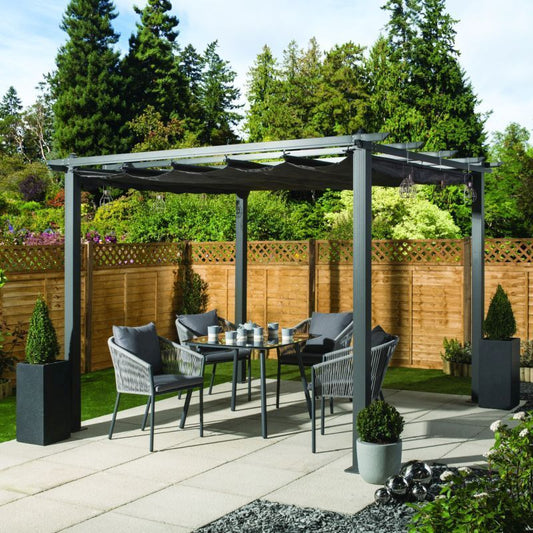 Premium Aluminium Garden Gazebo 3x3m by Croft with a Charcoal Canopy - Croft Home & Garden