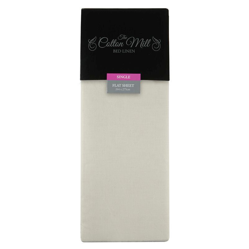 Cotton Mill Cream Single Poly Cotton Flat Sheet