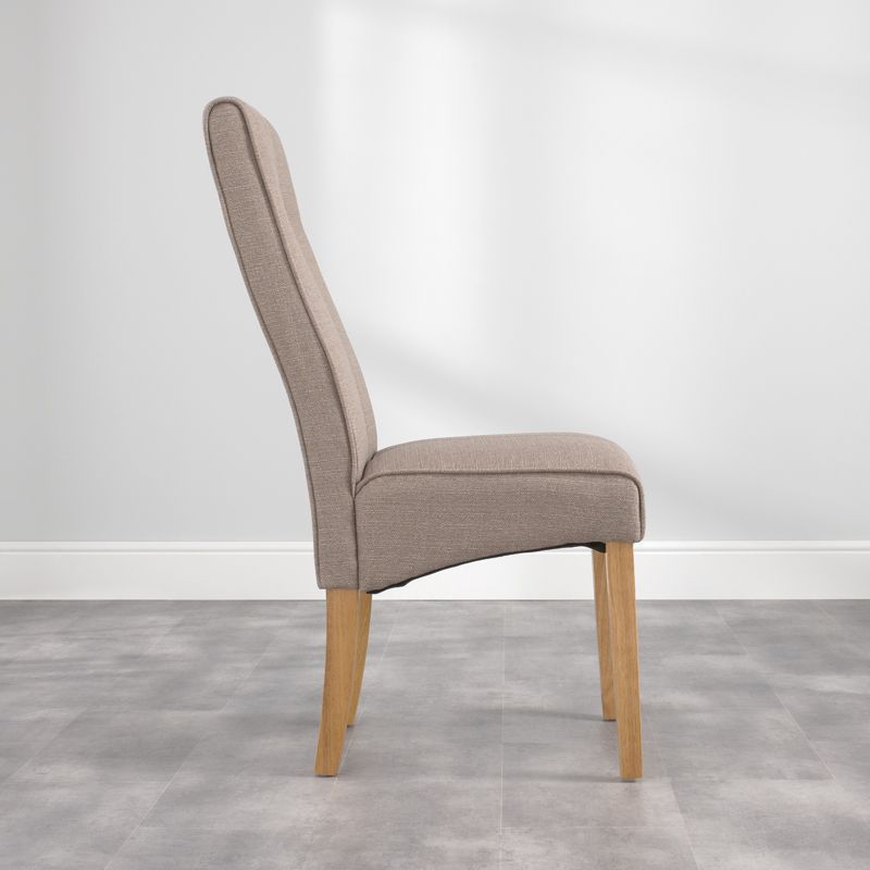 Milan Dining Chair Wood & Fabric Light Brown