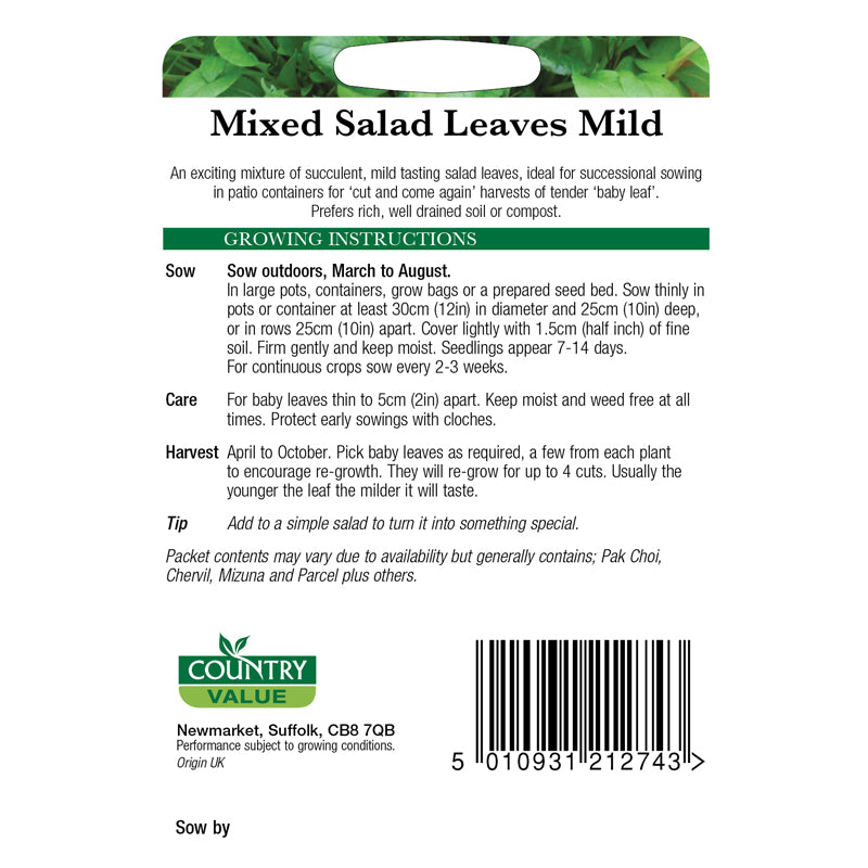 Country Value Mixed Salad Leaves Mild Seeds