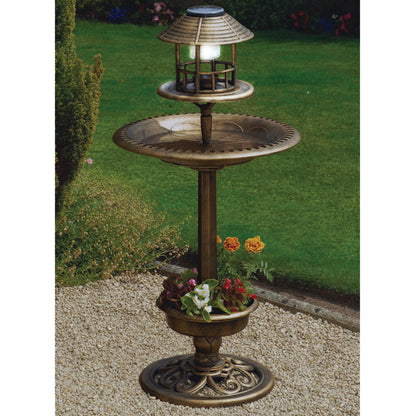 Solar Garden Light Bird Bath Decoration White LED - 103cm by Nature Watch