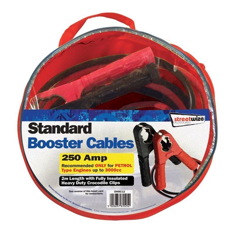 Streetwize 2 Metre Booster Cables Standard HD 250AMP