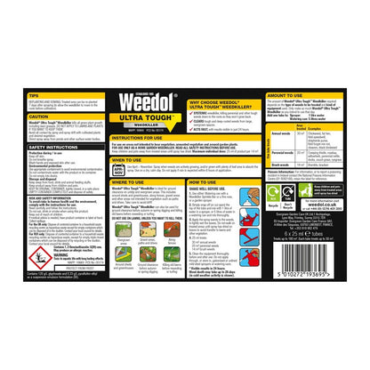 Weedol 6 Pack 25ml Ultra Tough Weed Killer Tubes - 180 Square Metres Coverage