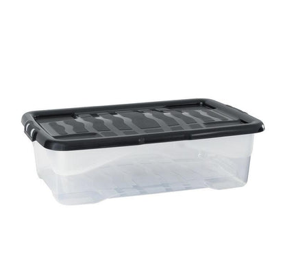 Plastic Storage Box 30 Litres - Clear & Black Curve by Strata