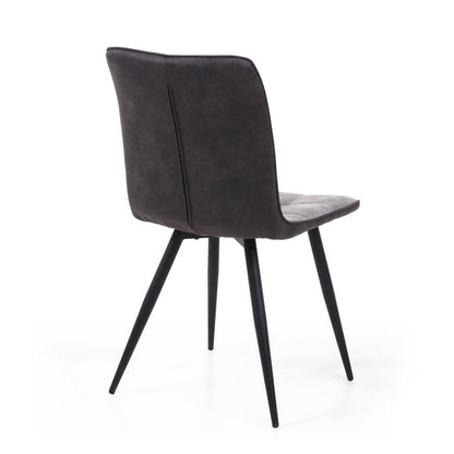 Pair of Contemporary Panel Back Dining Chairs Grey - Dark Grey Rear