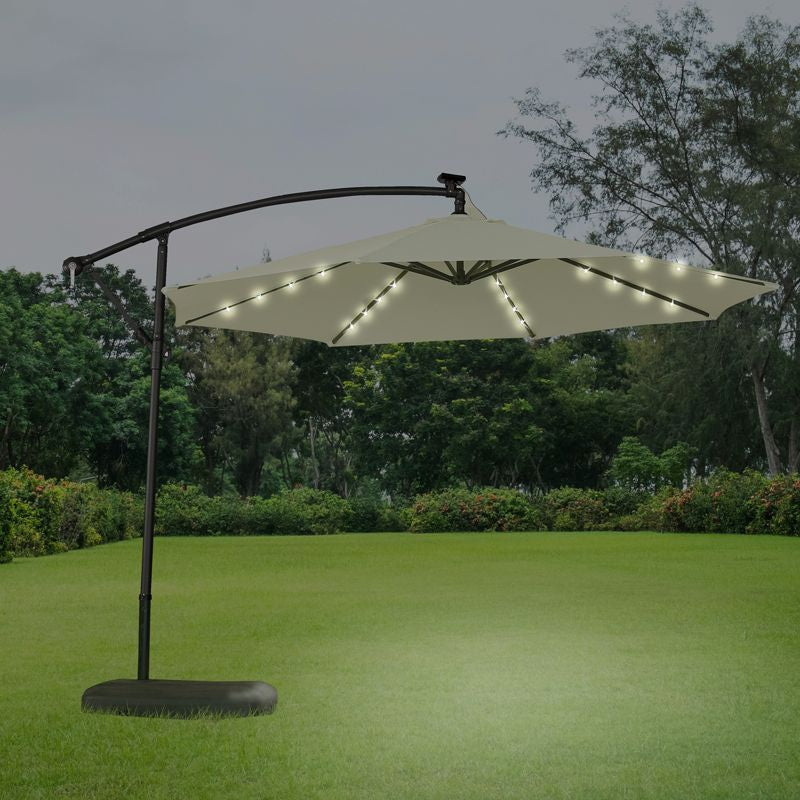 Overhang Garden LED Illuminated Parasol - 3M Cream