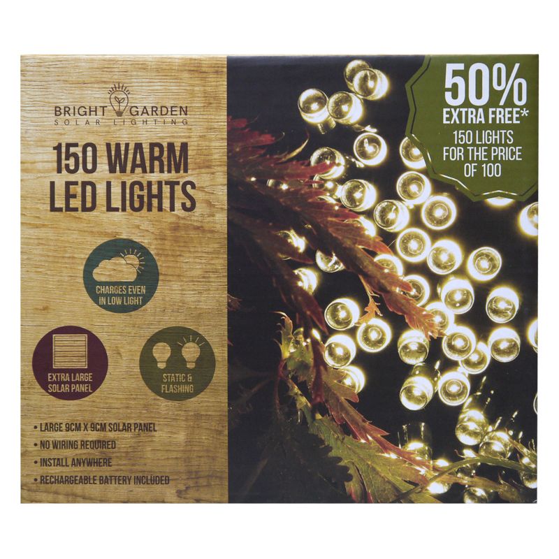 Solar Garden String Lights Decoration 150 Warm White LED - 17.9m by Bright Garden