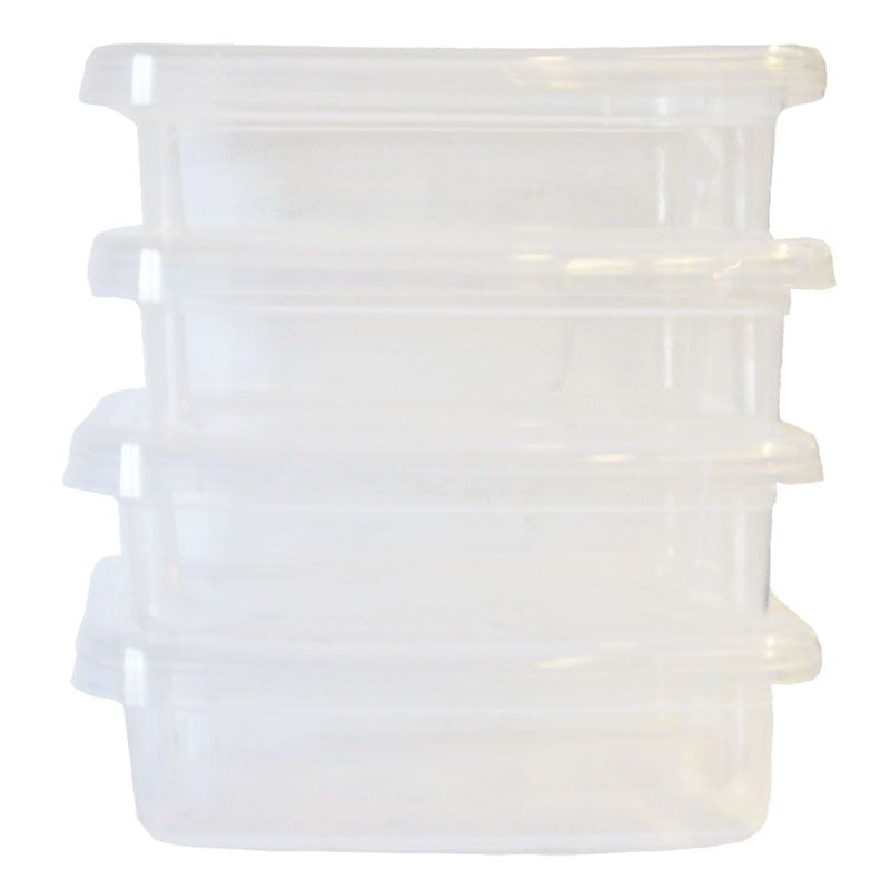 4 x Plastic Food Containers Rectangle 350ml - Clear by Beaufort