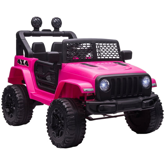 12V Battery-powered 2 Motors Kids Electric Ride On Car Truck Off-road Toy with Parental Remote Control Horn Lights Suspension Wheels Pink-0