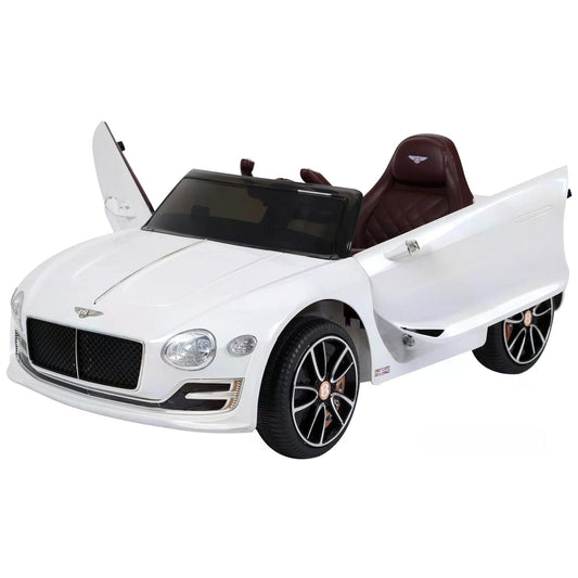 12V Ride on Car with LED Lights, Kids Electric Car Ride on Toys Bentley Licensed MP3 Player, White-0