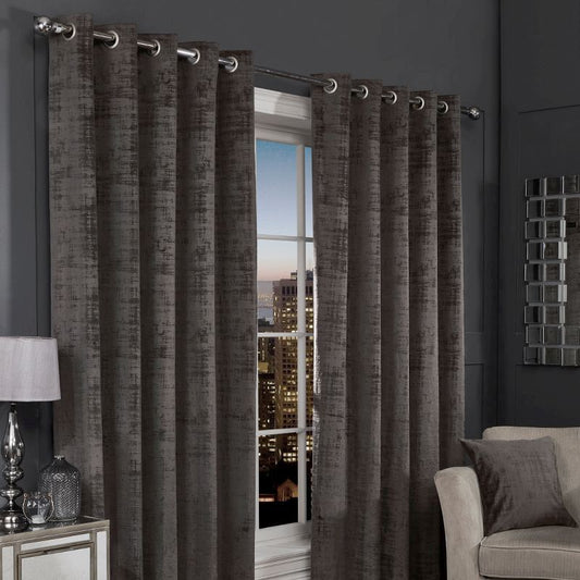 Hamilton McBride Charcoal Florence Blackout Eyelet Curtains 46 x 54