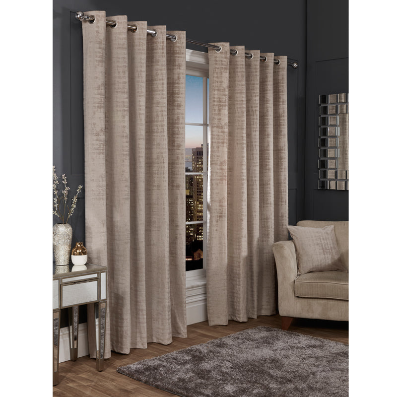 Hamilton McBride Mink Florence Blackout Eyelet Curtains 46 x 54