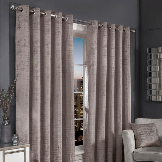 Hamilton McBride Silver Florence Blackout Eyelet Curtains 66 x 72