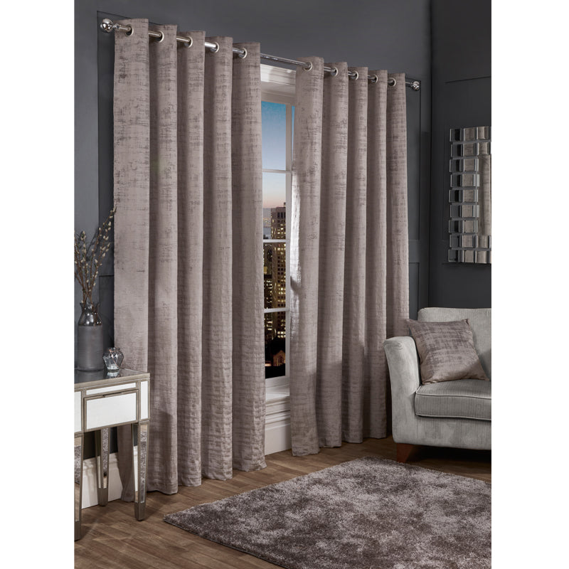 Hamilton McBride Silver Florence Blackout Eyelet Curtains 66 x 72