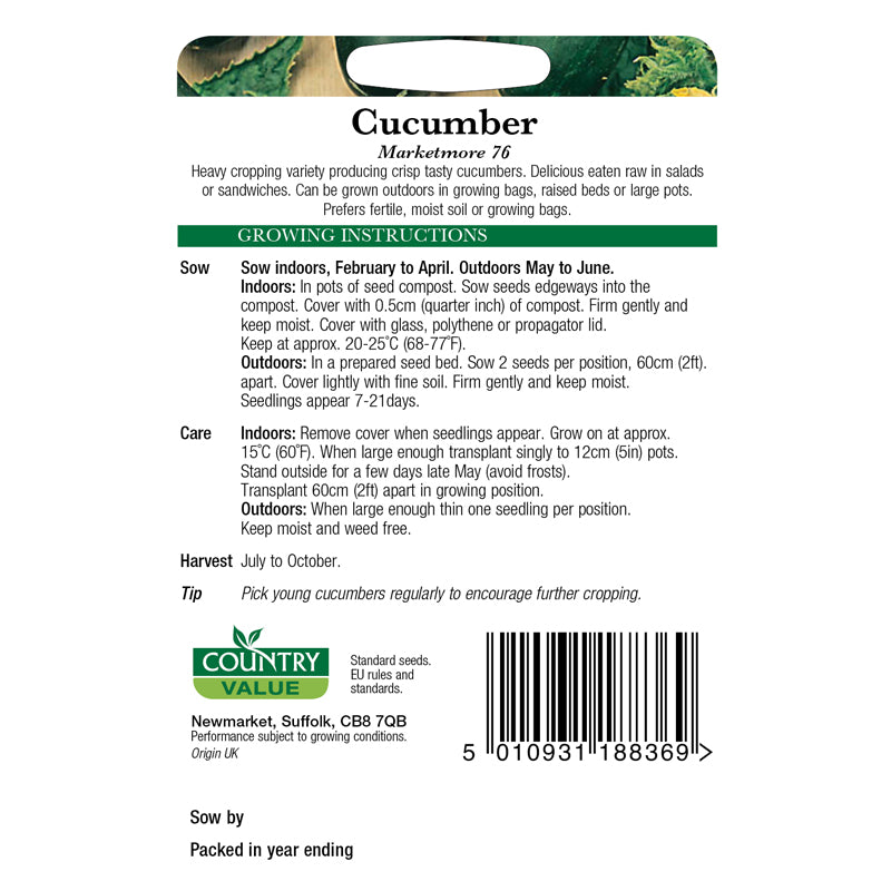 Country Value Cucumber Marketmore 76 Seeds