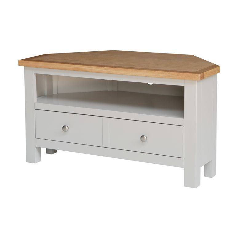 Lucerne TV Unit Oak Light Grey 1 Shelf 1 Drawer