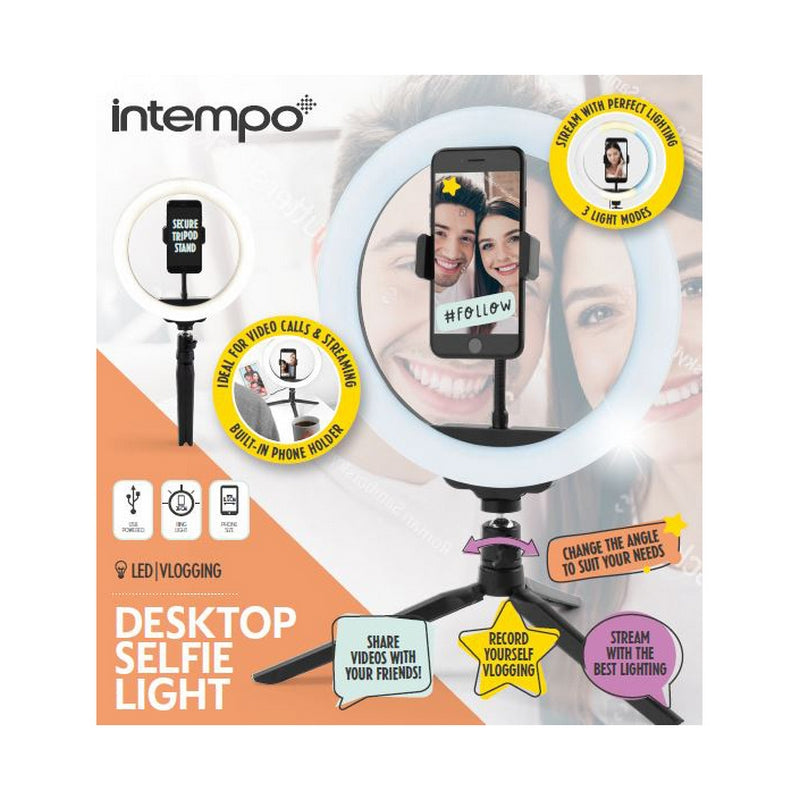 Intempo Desktop Selfie Light With Phone Holder And Stand