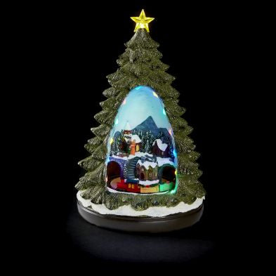 Christmas Tree with Turning Train Decoration - 14 LEDs