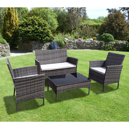 4 Seat Casual Rattan Furniture Set - Luxury Flat Weave Rattan - Avignon Collection by Croft - Croft Home & Garden