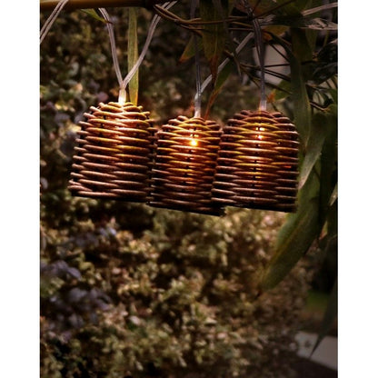 Rattan Effect Solar Garden String Lights Decoration 10 Warm White LED - 2m by Bright Garden