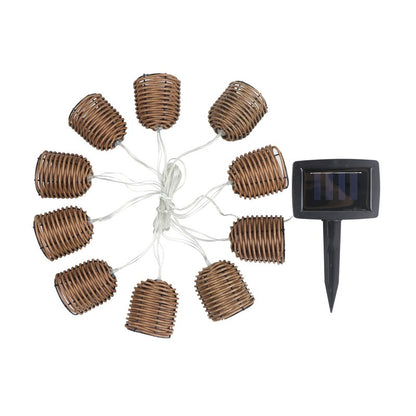 Rattan Effect Solar Garden String Lights Decoration 10 Warm White LED - 2m by Bright Garden