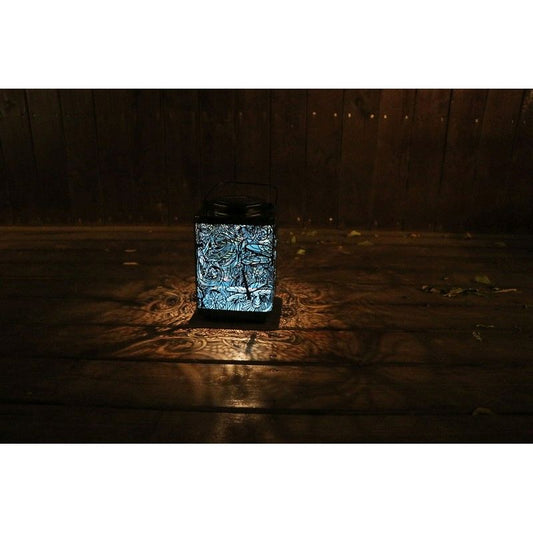 Leaf Solar Garden Lantern Decoration Blue LED - 15cm by Bright Garden