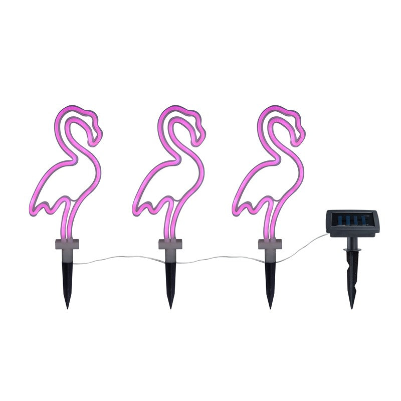 3 Pack Flamingo Solar Garden Stake Light Decoration Pink LED - 45cm Neon by Bright Garden