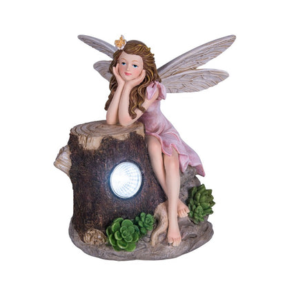 Fairy Solar Garden Light Ornament Decoration 2 White LED - 21cm Woodland Wonder by Bright Garden