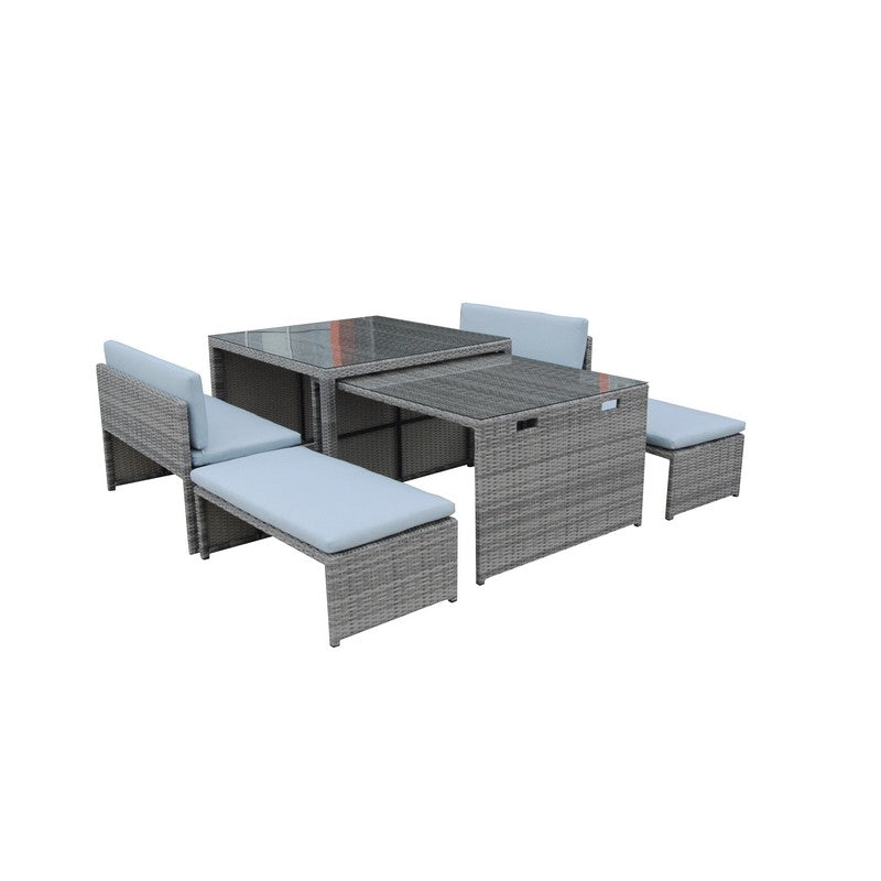 Arles Garden Patio Dining Set by Croft - 8 Seats Aluminium Full Round Weave Rattan Grey - Croft Home & Garden