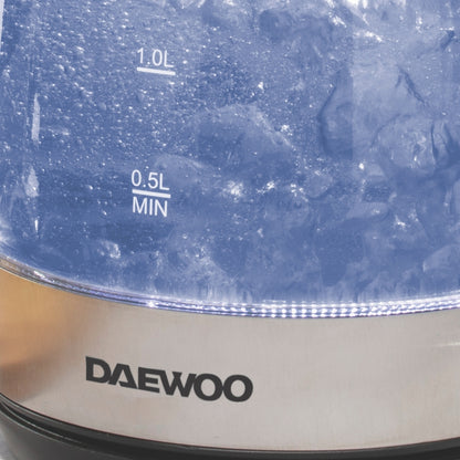 Illuminating Easy Fill Kettle By Daewoo - Tempered Glass 1.7 Litre