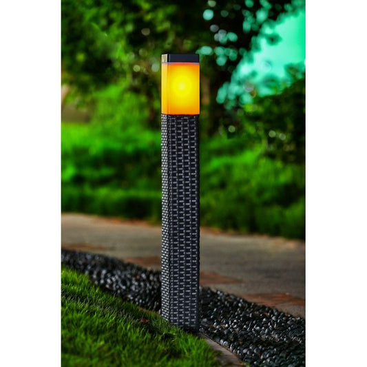 Rattan Solar Garden Light Bollard Decoration 12 Orange LED - 80cm by Bright Garden