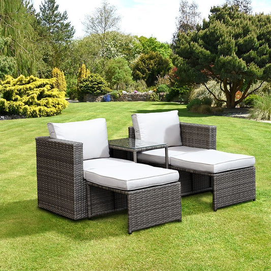 Aruba Garden Relaxer Set - 2 Seats Grey Cushions