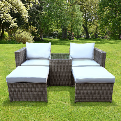 Aruba Garden Relaxer Set - 2 Seats Grey Cushions