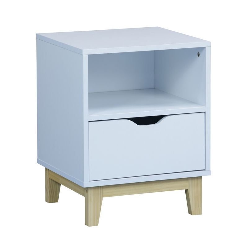 Malmo Bedside Table White 1 Shelf 1 Drawer