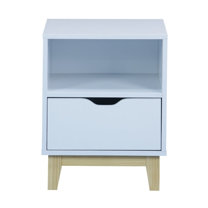 Malmo Bedside Table White 1 Shelf 1 Drawer