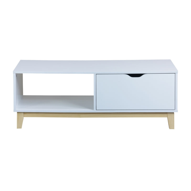 Malmo Coffee Table Pine White 1 Shelf 1 Drawer