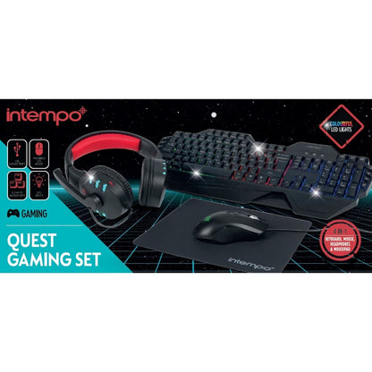 Intempo Quest 4 In 1 Gaming Set With Keyboard Headset And Mouse