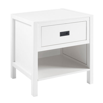 Contemporary Bedside Table White 1 Shelf 1 Drawer