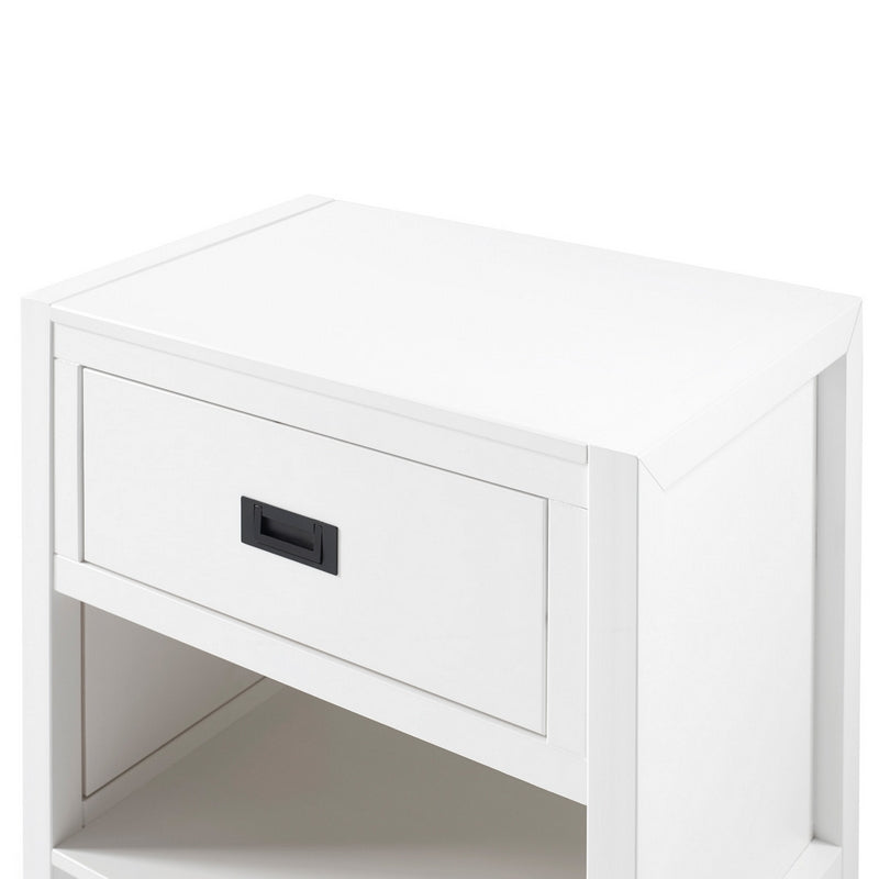 Contemporary Bedside Table White 1 Shelf 1 Drawer