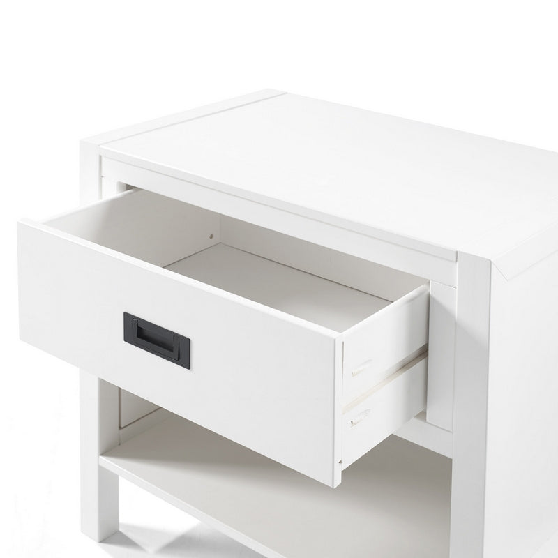 Contemporary Bedside Table White 1 Shelf 1 Drawer