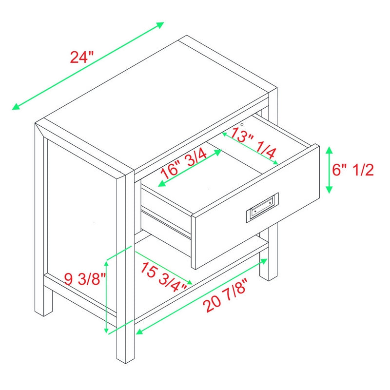 Contemporary Bedside Table White 1 Shelf 1 Drawer