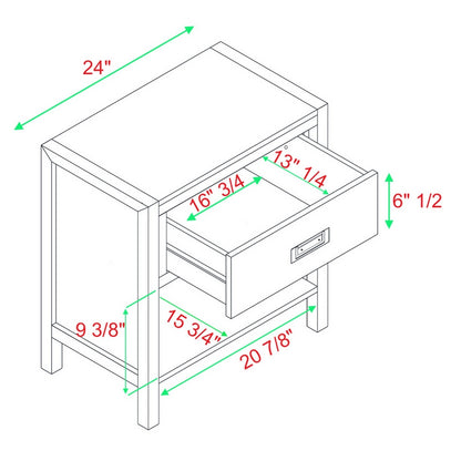 Contemporary Bedside Table White 1 Shelf 1 Drawer