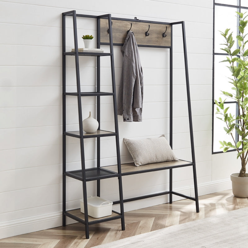 Rustic Tall Shelving Unit Black 5 Shelves