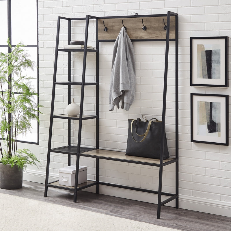 Rustic Tall Shelving Unit Black 5 Shelves