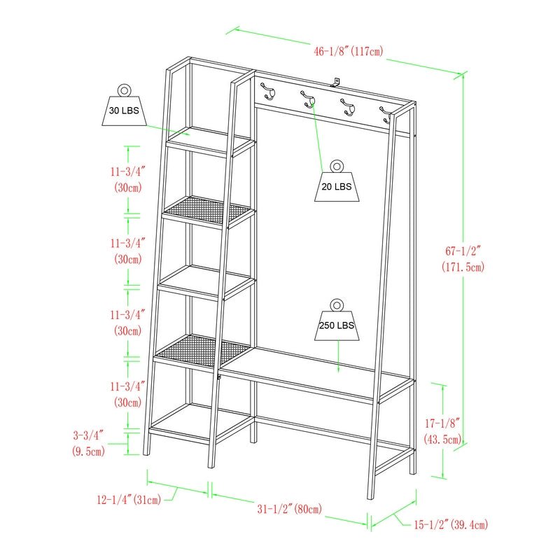 Rustic Tall Shelving Unit Black 5 Shelves